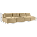  Manufacturer Color_Camel -- Shaggy 124" Camel Corduroy Performance Fabric Upholstered 4 pc Armless Modular Sofa IMAGE 10