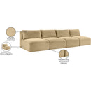  Manufacturer Color_Camel -- Shaggy 124" Camel Corduroy Performance Fabric Upholstered 4 pc Armless Modular Sofa IMAGE 11