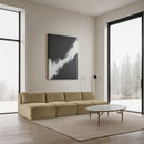  Manufacturer Color_Camel -- Shaggy 124" Camel Corduroy Performance Fabric Upholstered 4 pc Armless Modular Sofa IMAGE 2