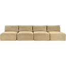  Manufacturer Color_Camel -- Shaggy 124" Camel Corduroy Performance Fabric Upholstered 4 pc Armless Modular Sofa IMAGE 3
