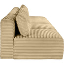 Manufacturer Color_Camel -- Shaggy 124" Camel Corduroy Performance Fabric Upholstered 4 pc Armless Modular Sofa IMAGE 4