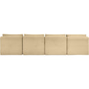  Manufacturer Color_Camel -- Shaggy 124" Camel Corduroy Performance Fabric Upholstered 4 pc Armless Modular Sofa IMAGE 5