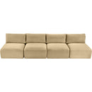  Manufacturer Color_Camel -- Shaggy 124" Camel Corduroy Performance Fabric Upholstered 4 pc Armless Modular Sofa IMAGE 6