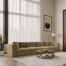  Manufacturer Color_Camel -- Shaggy 140" Camel Corduroy Performance Fabric Upholstered 4 pc Modular Sofa IMAGE 2