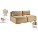  Manufacturer Color_Camel -- Shaggy 62" Camel Corduroy Performance Fabric Upholstered 2 pc Armless Modular Loveseat IMAGE 10