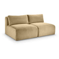  Manufacturer Color_Camel -- Shaggy 62" Camel Corduroy Performance Fabric Upholstered 2 pc Armless Modular Loveseat IMAGE 1