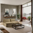  Manufacturer Color_Camel -- Shaggy 62" Camel Corduroy Performance Fabric Upholstered 2 pc Armless Modular Loveseat IMAGE 2