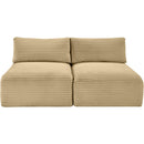  Manufacturer Color_Camel -- Shaggy 62" Camel Corduroy Performance Fabric Upholstered 2 pc Armless Modular Loveseat IMAGE 3
