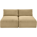  Manufacturer Color_Camel -- Shaggy 62" Camel Corduroy Performance Fabric Upholstered 2 pc Armless Modular Loveseat IMAGE 6