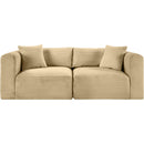  Manufacturer Color_Camel -- Shaggy 78" Camel Corduroy Performance Fabric Upholstered 2 pc Modular Loveseat IMAGE 3
