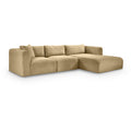  Manufacturer Color_Camel -- Shaggy 114" Camel Corduroy Performance Fabric Upholstered 3 pc Modular Sectional IMAGE 1