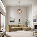  Manufacturer Color_Camel -- Shaggy 114" Camel Corduroy Performance Fabric Upholstered 3 pc Modular Sectional IMAGE 2