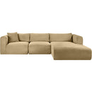  Manufacturer Color_Camel -- Shaggy 114" Camel Corduroy Performance Fabric Upholstered 3 pc Modular Sectional IMAGE 3