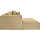  Manufacturer Color_Camel -- Shaggy 114" Camel Corduroy Performance Fabric Upholstered 3 pc Modular Sectional IMAGE 4