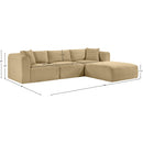  Manufacturer Color_Camel -- Shaggy 109" Camel Corduroy Performance Fabric Upholstered 4 pc Modular Sectional IMAGE 12