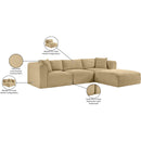  Manufacturer Color_Camel -- Shaggy 109" Camel Corduroy Performance Fabric Upholstered 4 pc Modular Sectional IMAGE 13