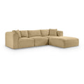  Manufacturer Color_Camel -- Shaggy 109" Camel Corduroy Performance Fabric Upholstered 4 pc Modular Sectional IMAGE 1