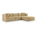  Manufacturer Color_Camel -- Shaggy 109" Camel Corduroy Performance Fabric Upholstered 4 pc Modular Sectional IMAGE 1