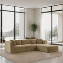  Manufacturer Color_Camel -- Shaggy 109" Camel Corduroy Performance Fabric Upholstered 4 pc Modular Sectional IMAGE 2