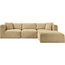  Manufacturer Color_Camel -- Shaggy 109" Camel Corduroy Performance Fabric Upholstered 4 pc Modular Sectional IMAGE 3