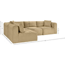  Manufacturer Color_Camel -- Shaggy 109" Camel Corduroy Performance Fabric Upholstered 4 pc Modular Sectional IMAGE 12