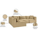  Manufacturer Color_Camel -- Shaggy 109" Camel Corduroy Performance Fabric Upholstered 4 pc Modular Sectional IMAGE 13