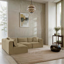  Manufacturer Color_Camel -- Shaggy 109" Camel Corduroy Performance Fabric Upholstered 4 pc Modular Sectional IMAGE 2