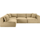  Manufacturer Color_Camel -- Shaggy 109" Camel Corduroy Performance Fabric Upholstered 4 pc Modular Sectional IMAGE 3