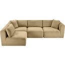  Manufacturer Color_Camel -- Shaggy 109" Camel Corduroy Performance Fabric Upholstered 4 pc Modular Sectional IMAGE 6