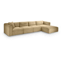  Manufacturer Color_Camel -- Shaggy 145" Camel Corduroy Performance Fabric Upholstered 4 pc Modular Sectional IMAGE 1