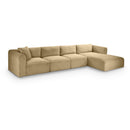  Manufacturer Color_Camel -- Shaggy 145" Camel Corduroy Performance Fabric Upholstered 4 pc Modular Sectional IMAGE 1