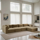  Manufacturer Color_Camel -- Shaggy 145" Camel Corduroy Performance Fabric Upholstered 4 pc Modular Sectional IMAGE 2