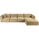  Manufacturer Color_Camel -- Shaggy 145" Camel Corduroy Performance Fabric Upholstered 4 pc Modular Sectional IMAGE 6
