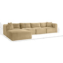  Manufacturer Color_Camel -- Shaggy 140" Camel Corduroy Performance Fabric Upholstered 5 pc Modular Sectional IMAGE 12