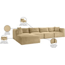  Manufacturer Color_Camel -- Shaggy 140" Camel Corduroy Performance Fabric Upholstered 5 pc Modular Sectional IMAGE 13