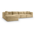  Manufacturer Color_Camel -- Shaggy 140" Camel Corduroy Performance Fabric Upholstered 5 pc Modular Sectional IMAGE 1