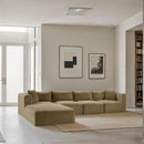  Manufacturer Color_Camel -- Shaggy 140" Camel Corduroy Performance Fabric Upholstered 5 pc Modular Sectional IMAGE 2