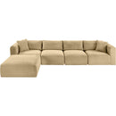  Manufacturer Color_Camel -- Shaggy 140" Camel Corduroy Performance Fabric Upholstered 5 pc Modular Sectional IMAGE 6