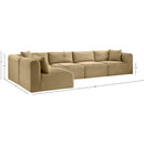  Manufacturer Color_Camel -- Shaggy 140" Camel Corduroy Performance Fabric Upholstered 5 pc Modular Sectional IMAGE 12