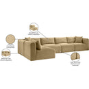  Manufacturer Color_Camel -- Shaggy 140" Camel Corduroy Performance Fabric Upholstered 5 pc Modular Sectional IMAGE 13