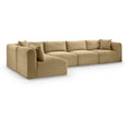  Manufacturer Color_Camel -- Shaggy 140" Camel Corduroy Performance Fabric Upholstered 5 pc Modular Sectional IMAGE 1