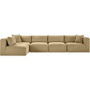  Manufacturer Color_Camel -- Shaggy 140" Camel Corduroy Performance Fabric Upholstered 5 pc Modular Sectional IMAGE 3