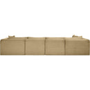  Manufacturer Color_Camel -- Shaggy 140" Camel Corduroy Performance Fabric Upholstered 5 pc Modular Sectional IMAGE 5