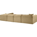  Manufacturer Color_Camel -- Shaggy 140" Camel Corduroy Performance Fabric Upholstered 5 pc Modular Sectional IMAGE 7