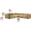  Manufacturer Color_Camel -- Shaggy 109" Camel Corduroy Performance Fabric Upholstered 5 pc Modular Sectional IMAGE 12