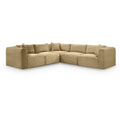  Manufacturer Color_Camel -- Shaggy 109" Camel Corduroy Performance Fabric Upholstered 5 pc Modular Sectional IMAGE 1