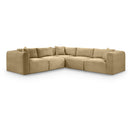  Manufacturer Color_Camel -- Shaggy 109" Camel Corduroy Performance Fabric Upholstered 5 pc Modular Sectional IMAGE 1