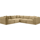  Manufacturer Color_Camel -- Shaggy 109" Camel Corduroy Performance Fabric Upholstered 5 pc Modular Sectional IMAGE 3