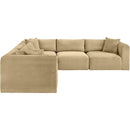  Manufacturer Color_Camel -- Shaggy 109" Camel Corduroy Performance Fabric Upholstered 5 pc Modular Sectional IMAGE 4