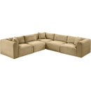  Manufacturer Color_Camel -- Shaggy 109" Camel Corduroy Performance Fabric Upholstered 5 pc Modular Sectional IMAGE 6
